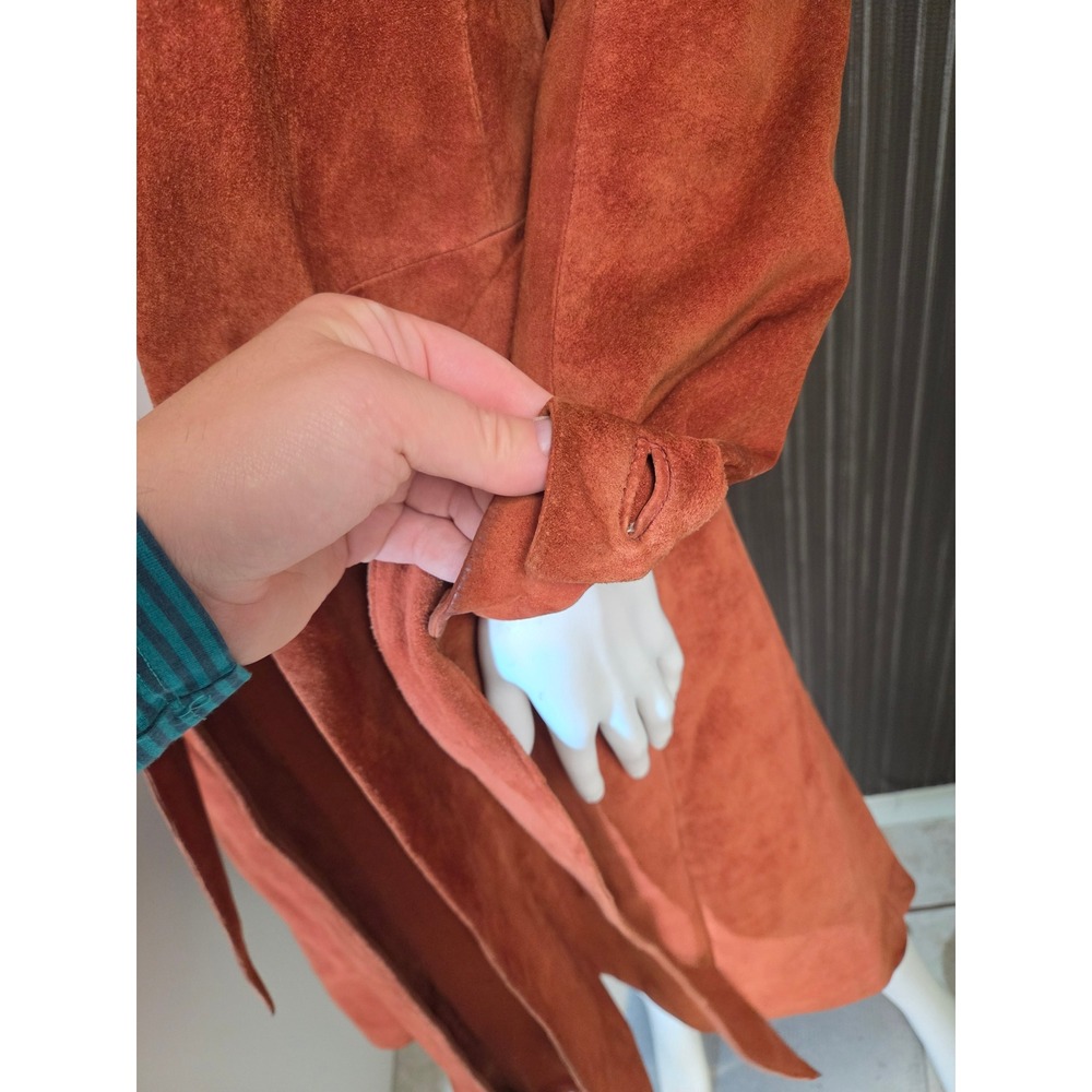 Jean Pecarel Paris 1970 penny lane Vintage Suede real fur Orange rust small - Picture 11 of 16